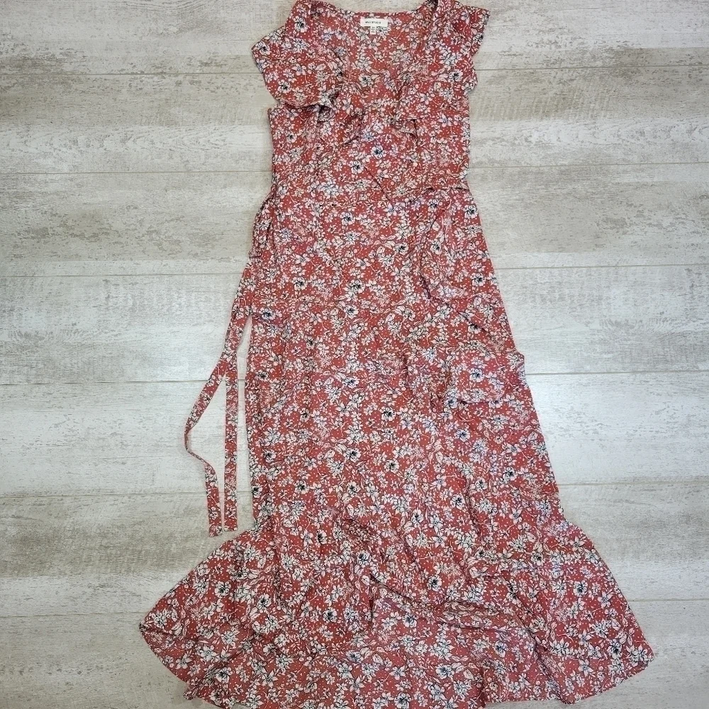 Max Studio Micro Floral MIDI Wrap Dress Size XS - Picture 2 of 6